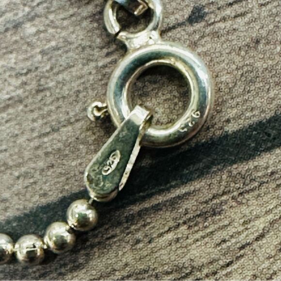 Sterling Silver Blue Cateye Necklace 24 In B3 - Picture 4 of 4